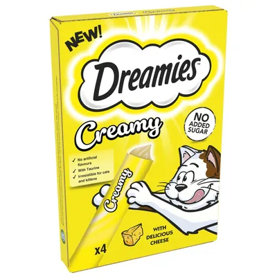 Dreamies Creamy Snacks with Delicious Cheese - 4 x 10g