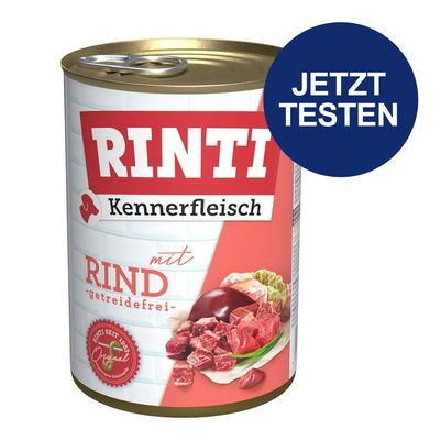 Probierpaket RINTI 6 x 400 g Kennerfleisch Mix II (Pansen, Geflügelherzen, Rind)