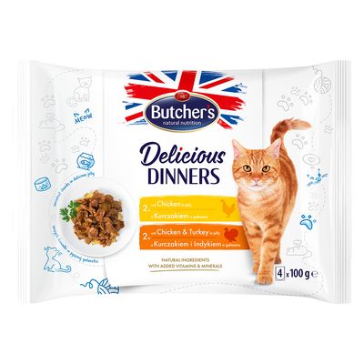 Butcher's Delicious Dinners Katze 32 x 100 g Mix: Huhn, Huhn & Truthahn