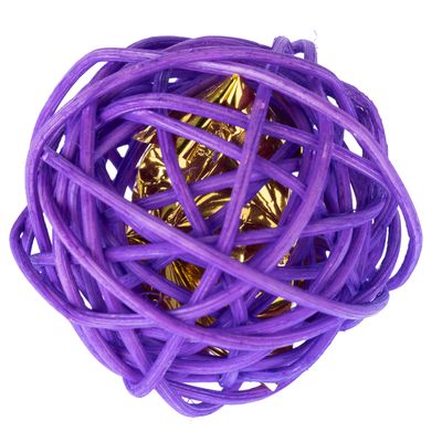 Violetti punottu leikkipallo, jossa sisällä kultainen kalvo, sopii interaktiiviseen leikkiin.