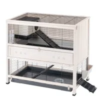 Ferplast Holzkäfig Cottage Indoor Home  - weiß: L 107,5 x B 67,5 x H 102 cm