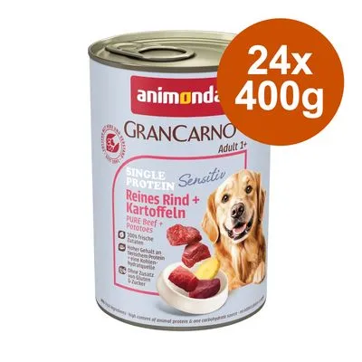animonda GranCarno Adult Sensitive 24 x 400 g - Puur Kalkoen & Aardappelen