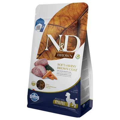 N&D Dog Brown Adult Mini lam, wortel en spirulina