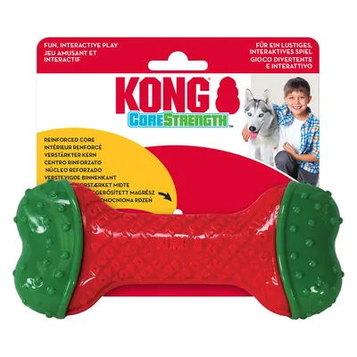 KONG CoreStrength hundelegetøj med forstærket kerne. Emballagen viser produktet og tekst på flere sprog. KONG CoreStrength hundelegetøj med forstærket kerne. Emballagen viser produktet og tekst på flere sprog.