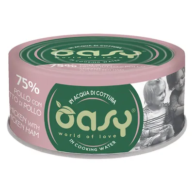 Oasy Cat Wet More Love 24 x 70 g umido gatto - Adult Pollo con Prosciutto di Pollo