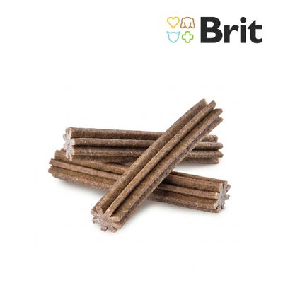Brit Dental Stick Calm z konopiami i serdecznikiem. Przysmak do codziennej pielęgnacji zębów, bez glutenu, GMO i barwników. Wyprodukowany w UE, wspiera dobre samopoczucie i redukcję stresu.
