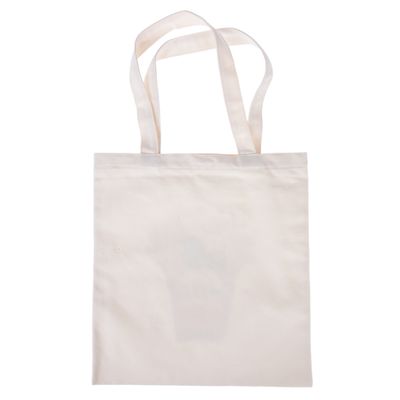 White fabric bag with two carrying handles, rectangular shape.