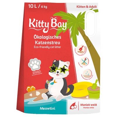 KittyBay Ökologische Katzenstreu Meowtini Weisser Maniok 10 l (6 kg)