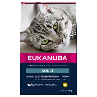 Eukanuba Premium dry food for cats, adult, 1-7 years, 90% animal protein, wheat-free, 10 kg.