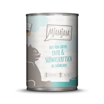 MjAMjAM Duo 6 x 400 g Delikatna kaczka i ryba słodkowodna z marchewką