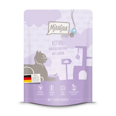MjAMjAM Quetschie 6 x 300 g - Kitten borjú & lazacolaj