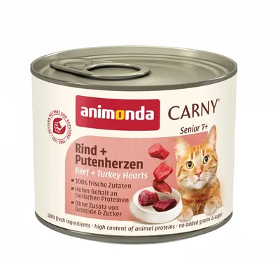 Výhodné balenie Animonda Carny Senior 12 x 200 g - hovädzie a morčacie srdiečka