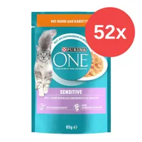 Sparpaket PURINA ONE 52 x 85 g - Mix: Sensitive, Sterilised Lachs (52 x 85 g)