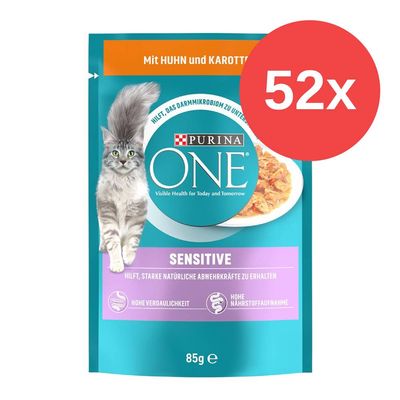 Sparpaket PURINA ONE 52 x 85 g Mix: Sensitive, Sterilised Lachs (52 x 85 g)
