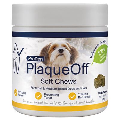 ProDen PlaqueOff Soft Chews Small & Medium pour chien 120 bouchées à mâcher