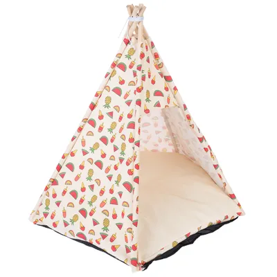 TIAKI tente Tipi tropical pour animaux domestiques  - env. Ø 65 x H 75 cm TIAKI tente Tipi tropical pour animaux domestiques  - env. Ø 65 x H 75 cm