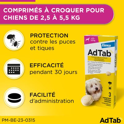 AdTab Comprimés à croquer pour petit chien (2,5 à 5,5 kg)  - 3 comprimés