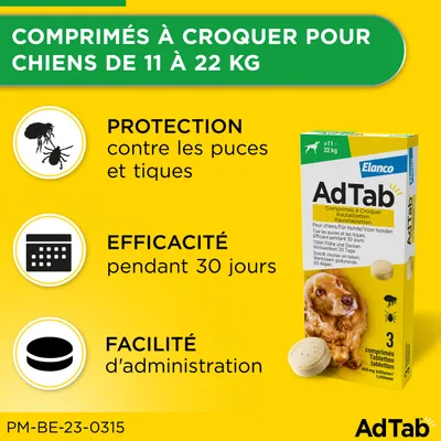 AdTab Comprimés à croquer pour grand chien (11 à 22 kg) - 3 comprimés