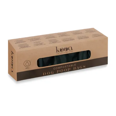 kooa The Pet Care Line. Composteerbare hondenpoepzakjes, 200 stuks, bruine verpakking met venster.