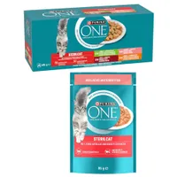 PURINA ONE 40 x 85 g sobres + 13 x 85 g con pollo y judías verdes ¡gratis! - Sterilcat Pack mixto (4 variantes)