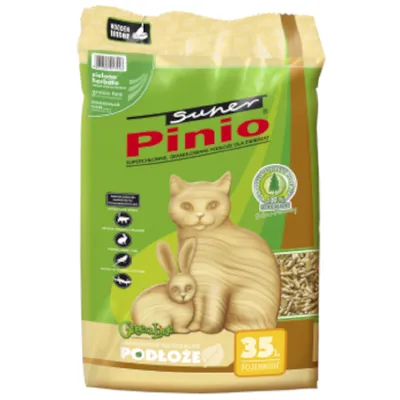 Super Pinio Katzenstreu, natürliche Holzpellets, 35L. Zertifiziert umweltfreundlich mit FSC-Siegel. Geeignet für Katzen und kleine Tiere wie Kaninchen.