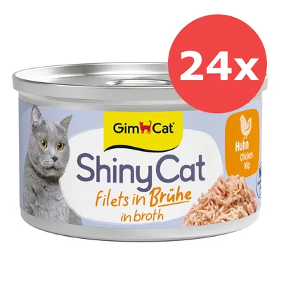 Sparpaket GimCat ShinyCat Filet in Brühe 24 x 70 g - Hühnchen Mix