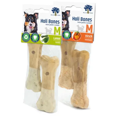 Blue Tree Holi Bones huesos de cordero y venado para perros - Talla M (2 x cordero, 2 x venado)