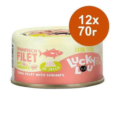 Lucky Lou Extra Food в желе 12 x 70 г - филе от риба тон със скариди