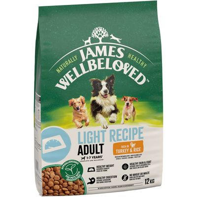 Key product features: dried turkey protein, sugar beet meal, yucca, brown and white rice, chicory extract, larger less dense kibble. Benefits include protein, fibre, energy, prebiotics, fewer calories.