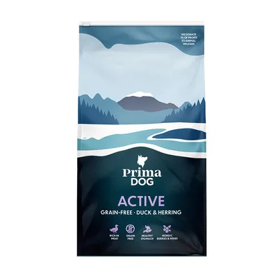 PrimaDog Adult Active Senza cereali Anatra e Aringa Crocchette per cane - 10 kg