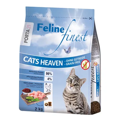 Porta 21 Feline Finest Cats Heaven, utan spannmål, animaliskt protein 96 %, vegetabiliskt protein 4 %, fjäderfä med tranbär och grönt te, 2 kg förpackning.