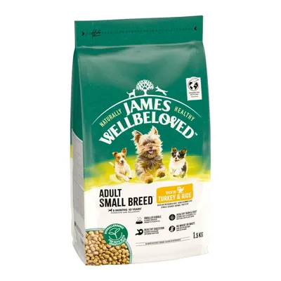 James Wellbeloved Adult Small Breed Dog Hypoallergenic krůtí a rýže - výhodné balení: 3 x 1,5 kg