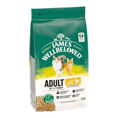 James Wellbeloved Adult cat food, hypoallergenic, rich in turkey, for cats aged 1-7 years, 1.5 kg.