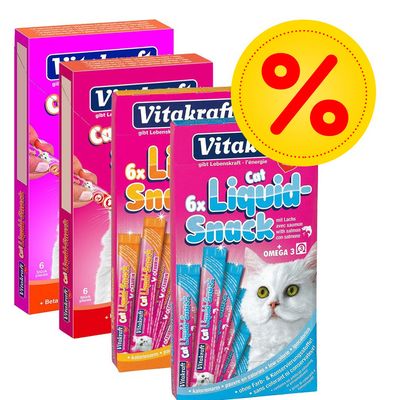 Blandat provpack: Vitakraft Cat Liquid-Snack. 4 olika sorter 4 olika sorter