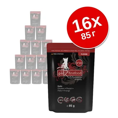 catz finefood PURRRR N°103 Huhn, 16×85 г паучове за котки. Видими надписи: Made in Germany, Chicken, 98 % месо, без зърно, без изкуствени добавки. catz finefood PURRRR N°103 Huhn, 16×85 г паучове за котки. Видими надписи: Made in Germany, Chicken, 98 % месо, без зърно, без изкуствени добавки.