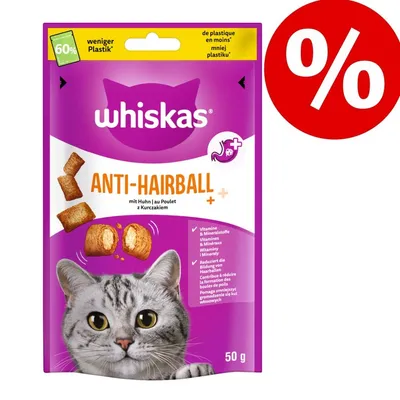 Икономична опаковка Whiskas лакомства за котки - хрупкави джобчета с пуешко (8 x 60 г)