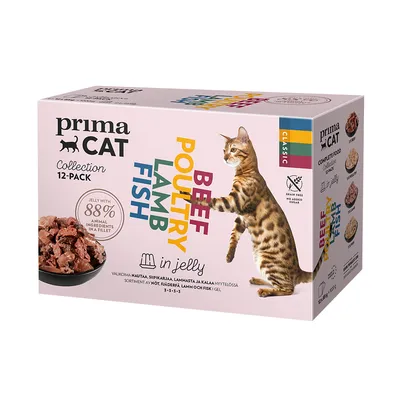 PrimaCat Classic hyytelössä -säästöpakkaus 48 x 85 g - Classic-lajitelma