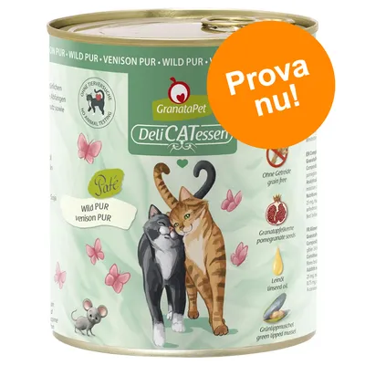 GranataPet DeliCATessen Paté Wild PUR venison PUR. Prova nu! Text: utan djurförsök, utan spannmål, granatäpplekärnor, linfröolja, grönläppad mussla.
