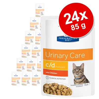 Hill's Prescription Diet Urinary Care c/d Multicare med kyckling, 24x85g. Klinisk näring för katter, möra bitar i sås.