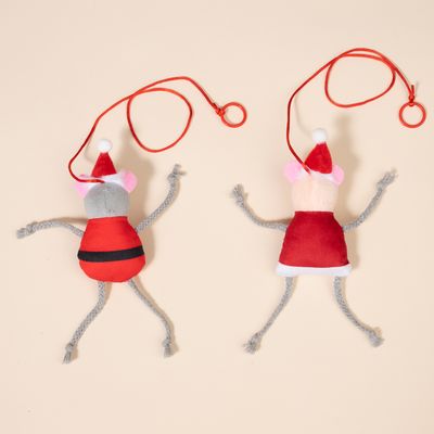 TIAKI коледна двойка мишки, играчка за окачане на вратата