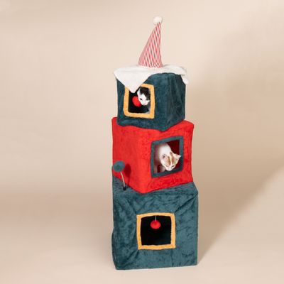 TIAKI Weihnachtlicher Geschenketurm für Katzen