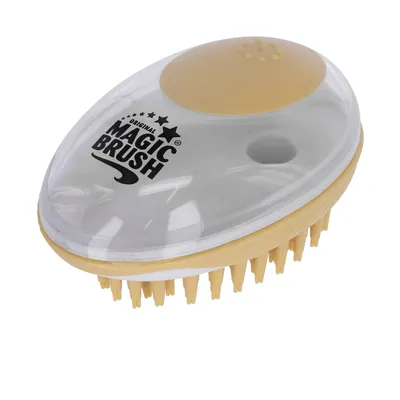 Original Magic Brush sárga sörtékkel és átlátszó fedéllel, alkalmas szőrzet ápolására vagy tisztításra.