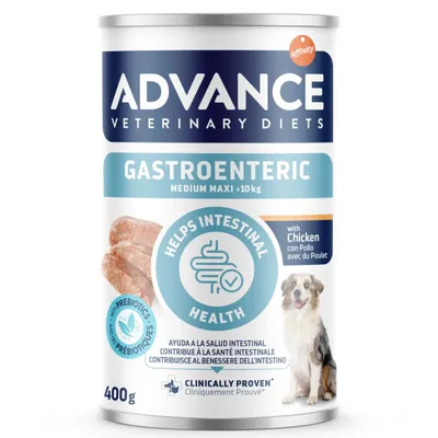 Advance Veterinary Diets Gastroenteric Medium Maxi >10кг с курицей, поддерживает здоровье кишечника, клинически доказано, банка 400 г.