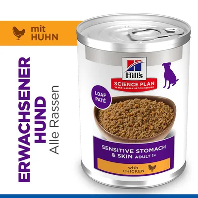 Hill's Science Plan Adult Dog Sensitive Stomach & Skin - Huhn (48 x 370 g)