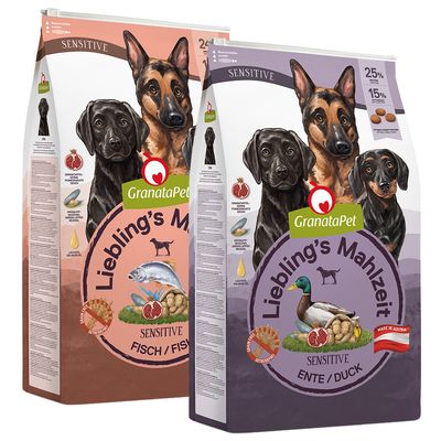 Sparpaket GranataPet Liebling's Mahlzeit 2 x 10 kg Mix: Sensitive Fisch & Sensitive Ente