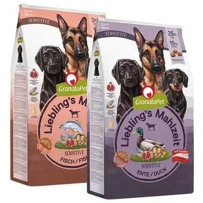 Sparpaket GranataPet Liebling's Mahlzeit 2 x 10 kg - Mix: Sensitive Fisch & Sensitive Ente Sparpaket GranataPet Liebling's Mahlzeit 2 x 10 kg - Mix: Sensitive Fisch & Sensitive Ente