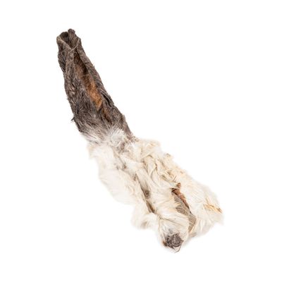 Torkat kaninöra med päls, naturligt tugg för husdjur.