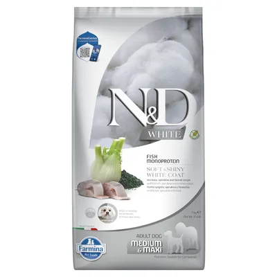 Farmina N&D Dog Adult Medium/Maxi White bar, spiruline et fenouil - 7 kg