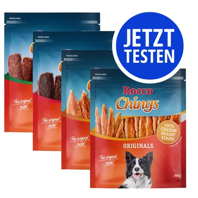 Rocco Chings Originals, 100% Chicken Breast Strips, 250g. Aufschrift: The original taste! Jetzt testen. Rocco Chings Originals, 100% Chicken Breast Strips, 250g. Aufschrift: The original taste! Jetzt testen.