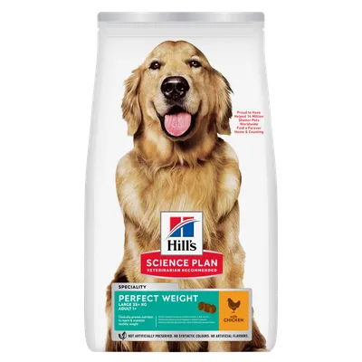 Hill's Science Plan Perfect Weight Large 25+ kg Adult 1+ kanaa. Kliinisesti todistettu ravinto ihannepainon saavuttamiseen ja ylläpitämiseen. Ei keinotekoisia väriaineita tai aromeja. Hill's Science Plan Perfect Weight Large 25+ kg Adult 1+ kanaa. Kliinisesti todistettu ravinto ihannepainon saavuttamiseen ja ylläpitämiseen. Ei keinotekoisia väriaineita tai aromeja.